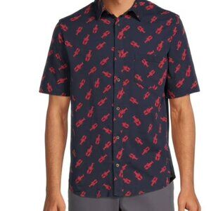 Lobster All Over Print Knit Button Down Shirt Size Medium Beach Ocean Vacation